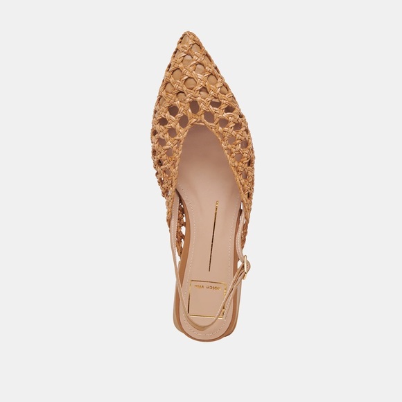 Dolce Vita Shoes - Dolce Vita Tan Woven Pointed Slingback Flats